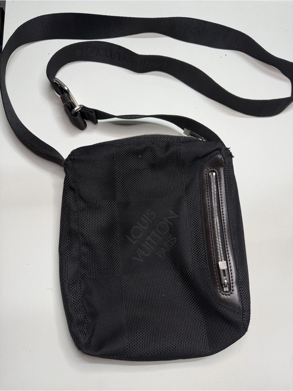Louis Vuitton Black Mesh Messenger Crossbody Bag